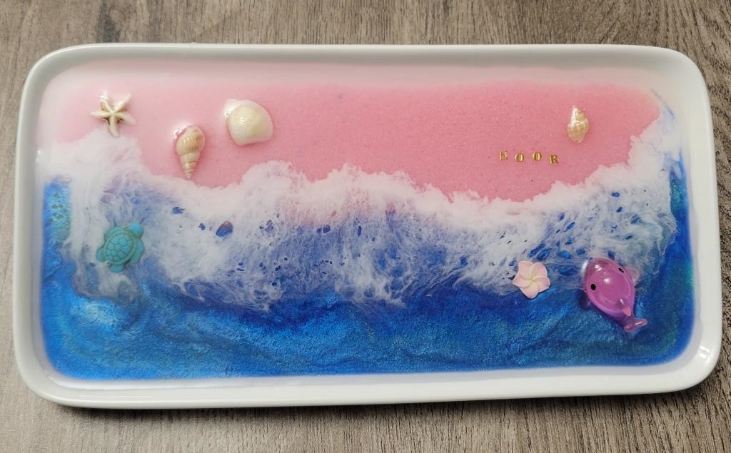 OCEAN ART CERAMIC DISH - PINK SAND - LARGE